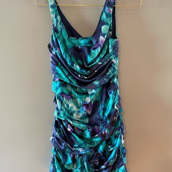 Express Silk Blend Sleeveless Ruched Dress - Picture 2 of 9